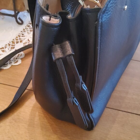 Kate Spade NY Black Pebble Leather Satchel with Crossbody Strap - Picture 7 of 10